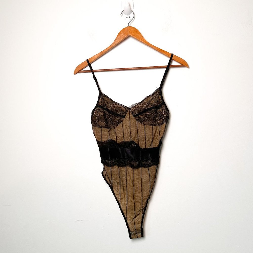 Lingerie y2k Lace Black Strappy Body Suit Top